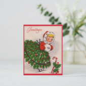 Weihnachtsmädchen Feiertagskarte (Stehend Vorderseite)