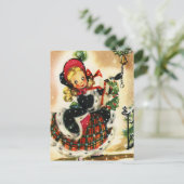 Weihnachtsmädchen Feiertagspostkarte (Stehend Vorderseite)