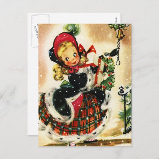 Weihnachtsmädchen Feiertagspostkarte (Vorne/Hinten)