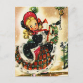 Weihnachtsmädchen Feiertagspostkarte (Vorderseite)