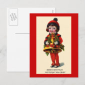 Weihnachtsmädchen Feiertagspostkarte (Vorne/Hinten)