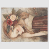 Weihnachtsmädchen Floral & Holly Decoupage Seidenpapier (Vorderseite)