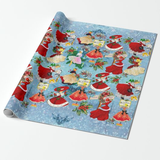 Weihnachtsmädchen Geschenkpapier (Ungerollt)