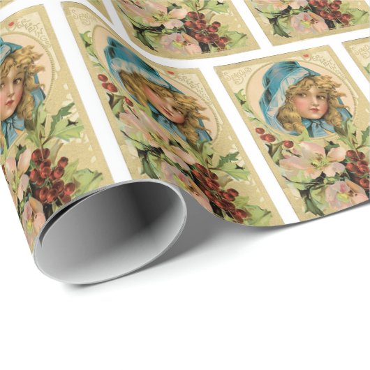 Weihnachtsmädchen Geschenkpapier (Rolleneckpunkt)