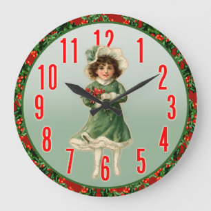 Weihnachtsmädchen Große Wanduhr