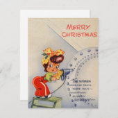 Weihnachtsmädchen hart arbeiten feiertagskarte (Vorne/Hinten)