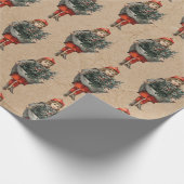 Weihnachtsmädchen & Holly Berries Kraft Geschenkpapier (Ecke)