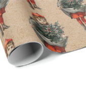 Weihnachtsmädchen & Holly Berries Kraft Geschenkpapier (Rolleneckpunkt)