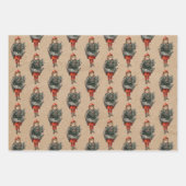 Weihnachtsmädchen & Holly Berries Kraft Geschenkpapier Set (Vorderseite 3)