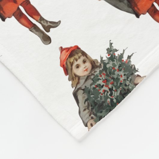 Weihnachtsmädchen & Holly Berries Mit Monogramm Fleecedecke (Ecke)