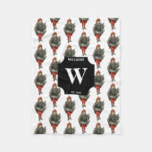 Weihnachtsmädchen & Holly Berries Mit Monogramm Fleecedecke (Vorderseite)