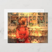 Weihnachtsmädchen im Glas Feiertagspostkarte (Vorne/Hinten)