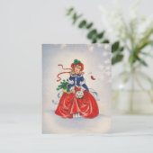 Weihnachtsmädchen im Kleid Feiertagskarte (Stehend Vorderseite)