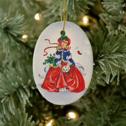 Weihnachtsmädchen im Kleid Keramik Ornament (Baum)