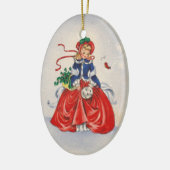 Weihnachtsmädchen im Kleid Keramik Ornament (Links)