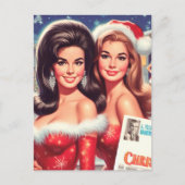 Weihnachtsmädchen im Vintage-Stil Postkarte (Vorderseite)