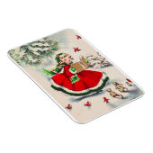 Weihnachtsmädchen im Wald Magnet (Rechte Seite)