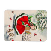 Weihnachtsmädchen im Wald Magnet (Horizontal)
