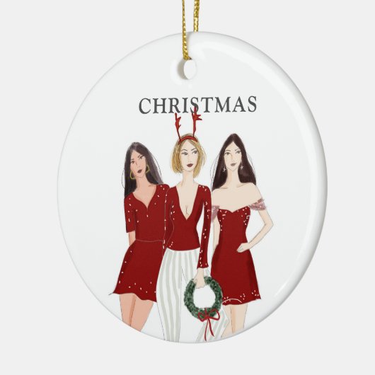 Weihnachtsmädchen Keramik Ornament (Links)