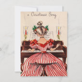 Weihnachtsmädchen Klavier spielen Feiertagskarte (Vorderseite)