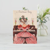 Weihnachtsmädchen Klavier spielen Feiertagskarte (Stehend Vorderseite)