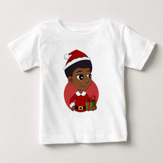 Weihnachtsmädchen mit Afro-Cartoon Baby T-shirt (Vorderseite)