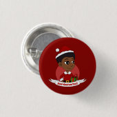 Weihnachtsmädchen mit Afro-Cartoon Button (Vorne & Hinten)
