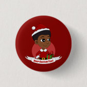 Weihnachtsmädchen mit Afro-Cartoon Button (Vorderseite)