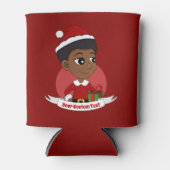 Weihnachtsmädchen mit Afro-Cartoon Dosenkühler (Vorderseite)