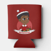 Weihnachtsmädchen mit Afro-Cartoon Dosenkühler (Rückseite)