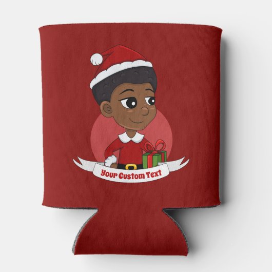 Weihnachtsmädchen mit Afro-Cartoon Dosenkühler (Rückseite)