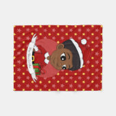 Weihnachtsmädchen mit Afro-Cartoon Fleecedecke (Vorderseite (Horizontal))