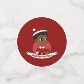 Weihnachtsmädchen mit Afro-Cartoon Konfetti (Klein Vorderseite)