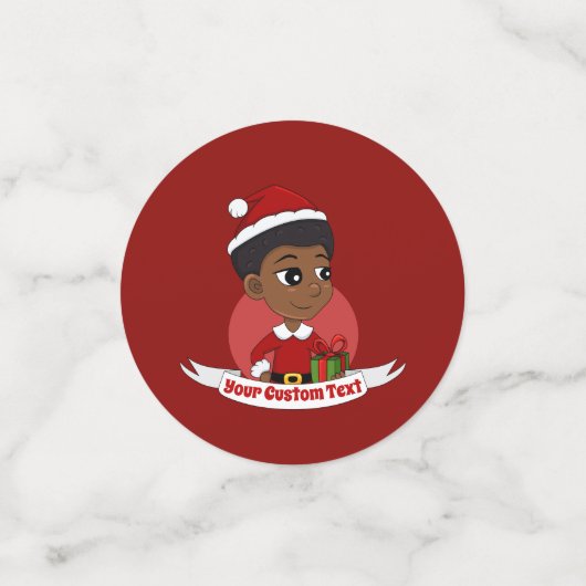 Weihnachtsmädchen mit Afro-Cartoon Konfetti (Klein Vorderseite)