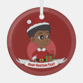 Weihnachtsmädchen mit Afro-Cartoon Ornament Aus Glas (Vorderseite)
