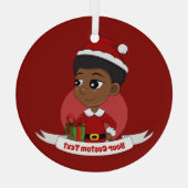 Weihnachtsmädchen mit Afro-Cartoon Ornament Aus Glas (Rückseite)
