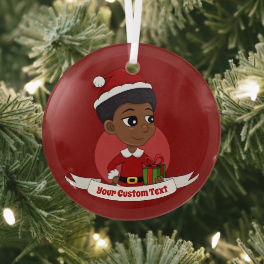 Weihnachtsmädchen mit Afro-Cartoon Ornament Aus Glas (InSitu)