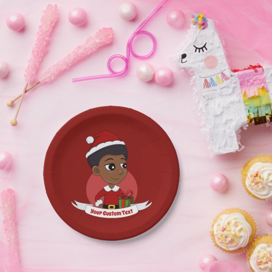 Weihnachtsmädchen mit Afro-Cartoon Pappteller (Party)