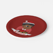 Weihnachtsmädchen mit Afro-Cartoon Pappteller (Schrägansicht)