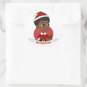 Weihnachtsmädchen mit Afro-Cartoon Runder Aufkleber (Tasche)