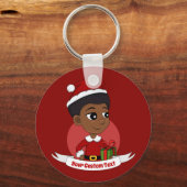 Weihnachtsmädchen mit Afro-Cartoon Schlüsselanhänger (Vorderseite)