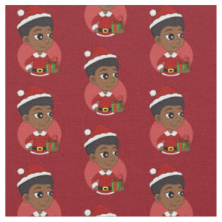 Weihnachtsmädchen mit Afro-Cartoon Stoff