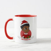 Weihnachtsmädchen mit Afro-Cartoon Tasse (Links)