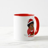 Weihnachtsmädchen mit Afro-Cartoon Tasse (VorderseiteRechts)