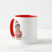 Weihnachtsmädchen mit Afro-Cartoon Tasse (Vorderseite Links)