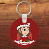 Weihnachtsmädchen mit braunem, gewelltem Haar Schlüsselanhänger (Vorderseite)