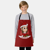 Weihnachtsmädchen mit braunem, gewelltem Haar Schürze (Getragen)