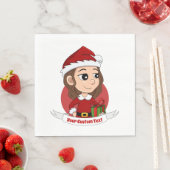 Weihnachtsmädchen mit braunem, gewelltem Haar Serviette (Beispiel)