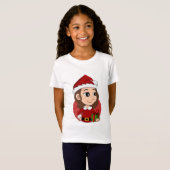 Weihnachtsmädchen mit braunem, gewelltem Haar T-Shirt (Vorne ganz)
