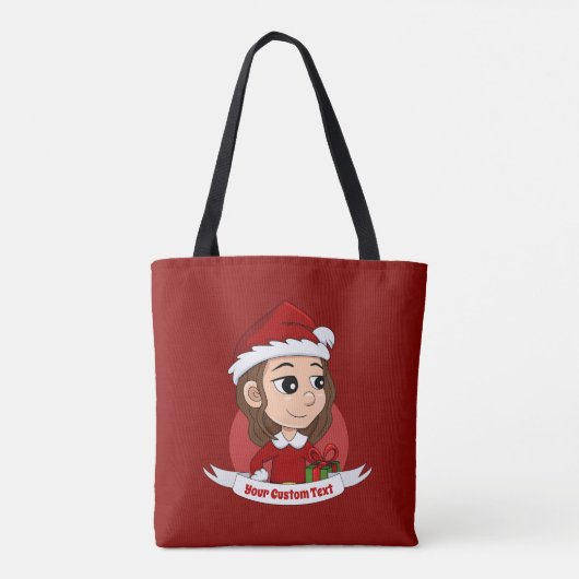 Weihnachtsmädchen mit braunem, gewelltem Haar Tasche (Rückseite)